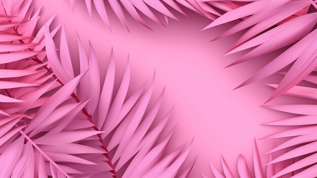 Palm leaves from white paper on pink background Generative AI