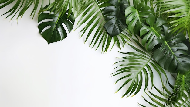 Palm leaves isolated on white Generative ai