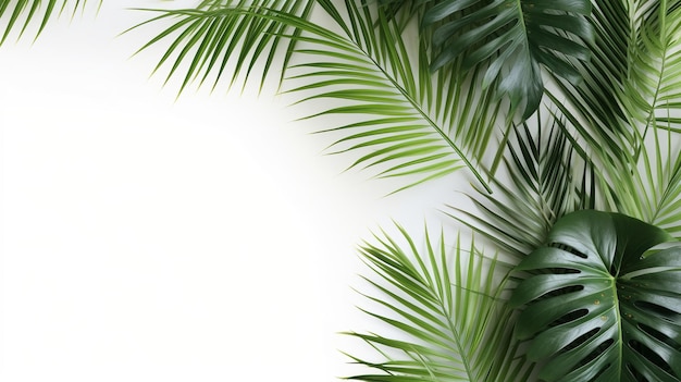 Palm leaves isolated on white Generative ai