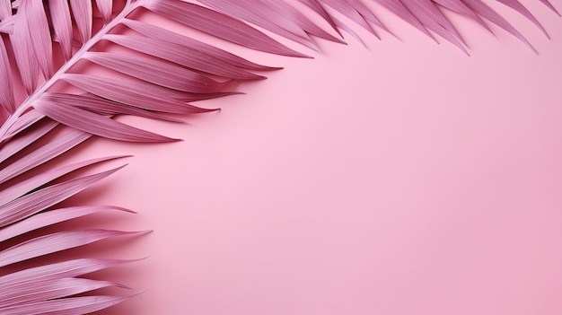 Фото Пальмовые листья на розовом фонеgenerative ai