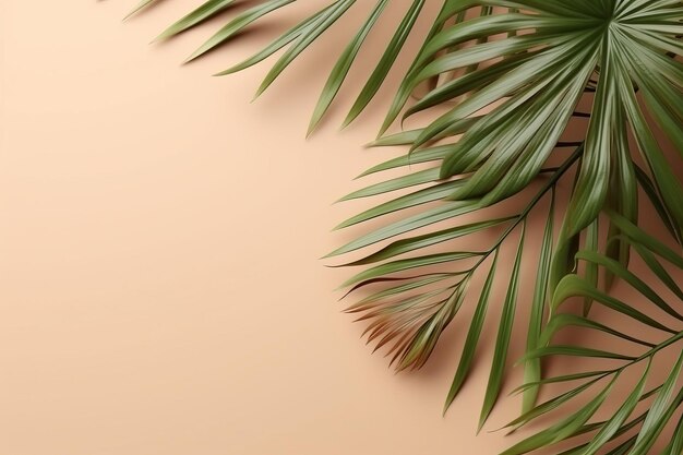 Palm leaves on a peach background