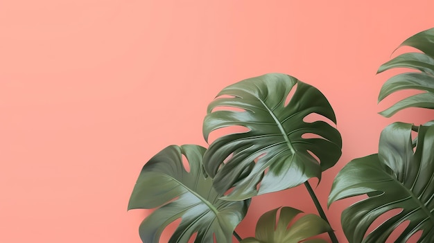 palm leaves on a pink background