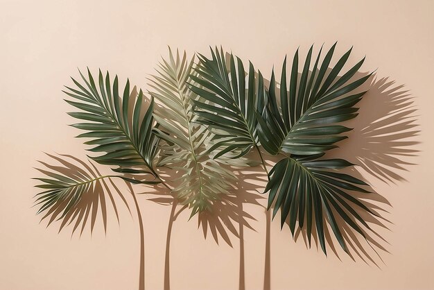 Palm leaves shadow on a beige background