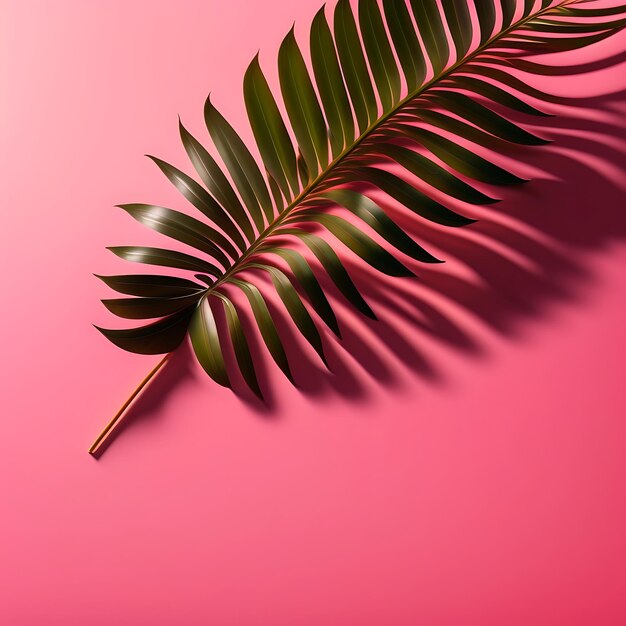 Palm leaves shadow on pastel pink wall background summer tropical beach background