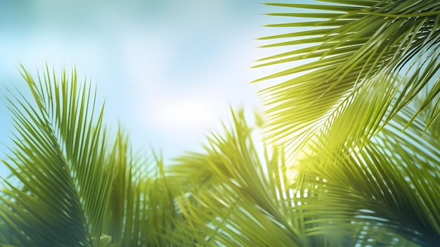 Palm leaves on a sunny day