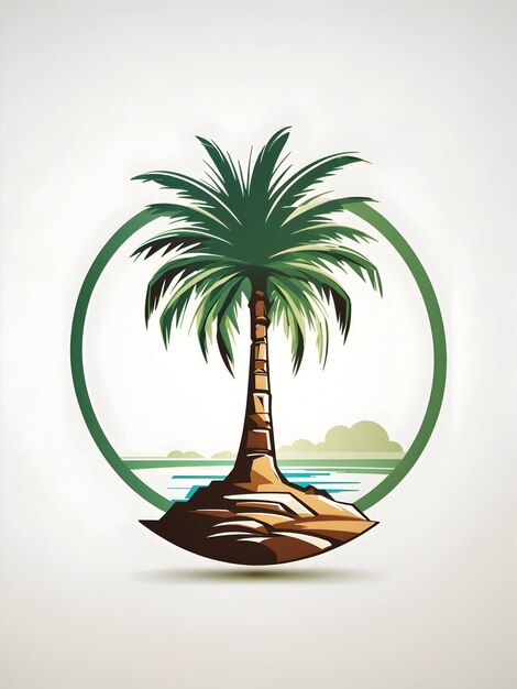 Palm_one_tree_2d_Vector_logo_with_white_backgr