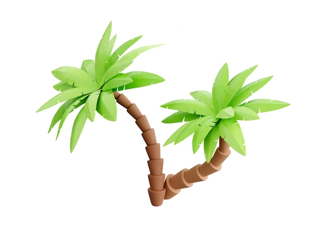 Palm tree 3d render tropical plant with green leaves for beach vacation and summer travel concept