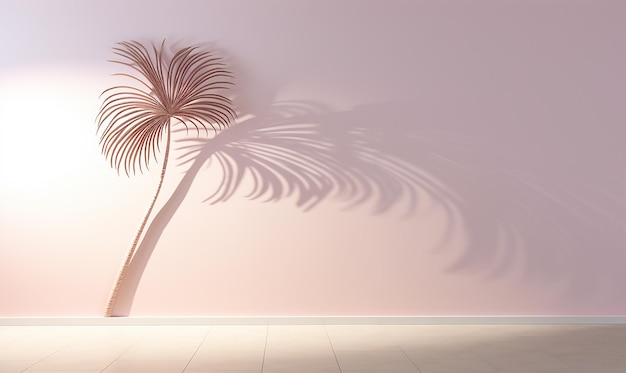 Palm Tree Against a Flat White Wall Background