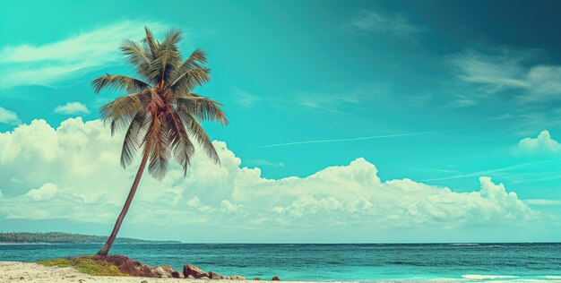 Photo a palm tree at the beach beach