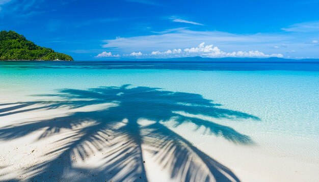 Photo a palm tree on a beach with a palm tree in the background