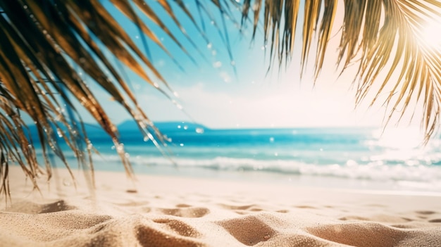 Пальма на пляже, на которой светит солнце