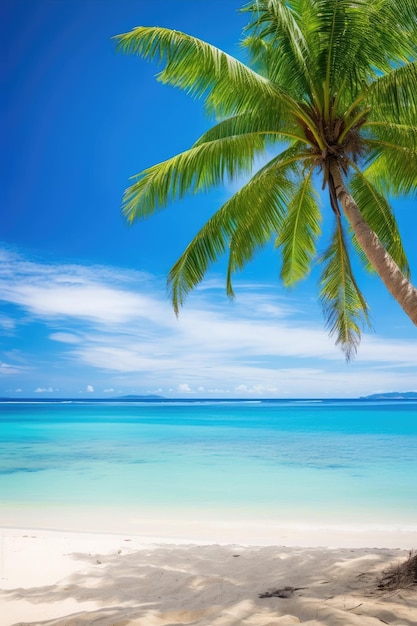 a palm tree on a beach