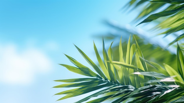 Palm tree and blue sky background