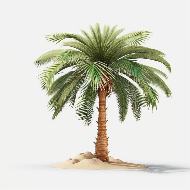 Palm Tree Coconut Tree Cartoon Creative Colorful Green White Background