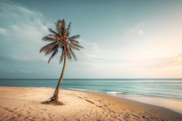 Пальма на пустом пляже