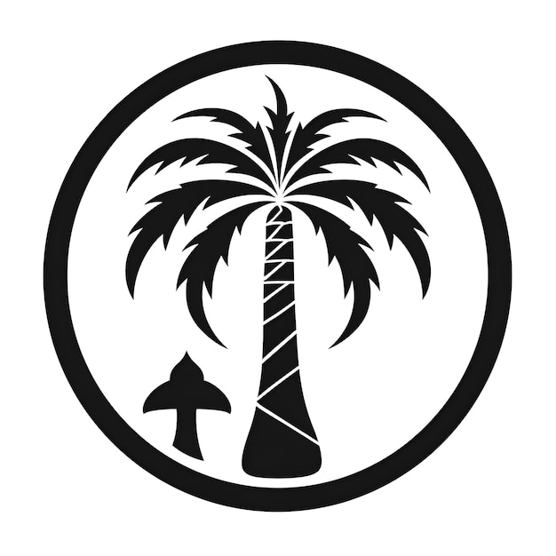 Photo a palm tree is in a circle that says 
