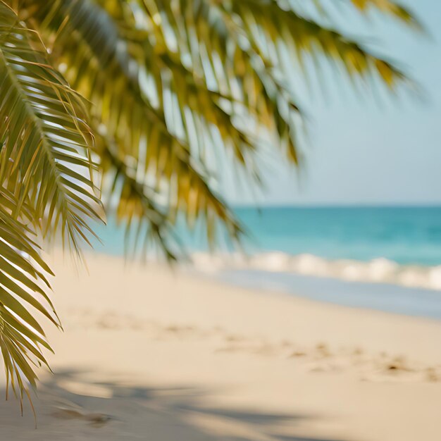 a palm tree is in the sand and the sun is shining on the beach