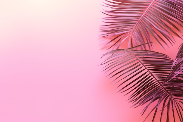 A palm tree is shown in the background with the colors of pink