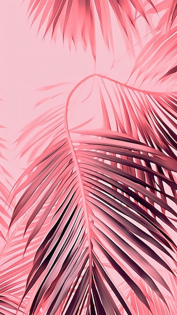 a palm tree leaf lightly flaking on a light pastel color background