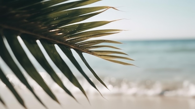 Palm tree leafs on the beach