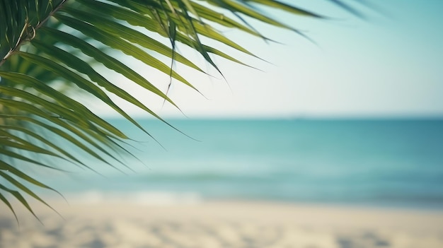 Palm tree leafs on the beach