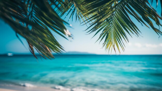 Palm tree leaves on a beach