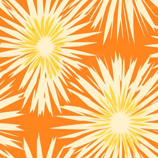 Palm tree leaves on the orange background.