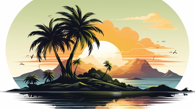 Palm tree in the nature illustration