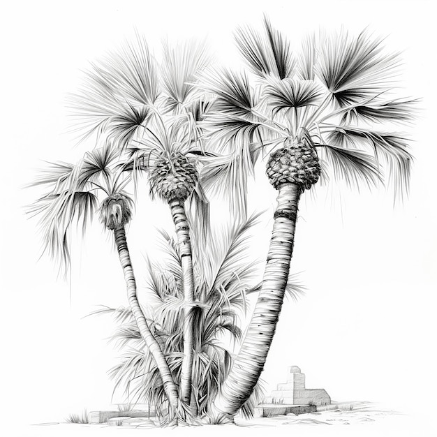 Photo palm tree pencil sketch