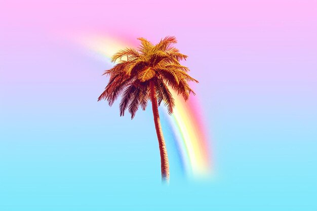 palm tree and rainbow