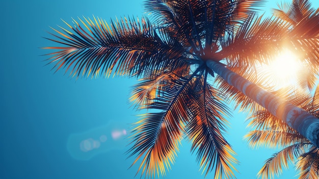 Palm Tree Shadow on Blue Wall