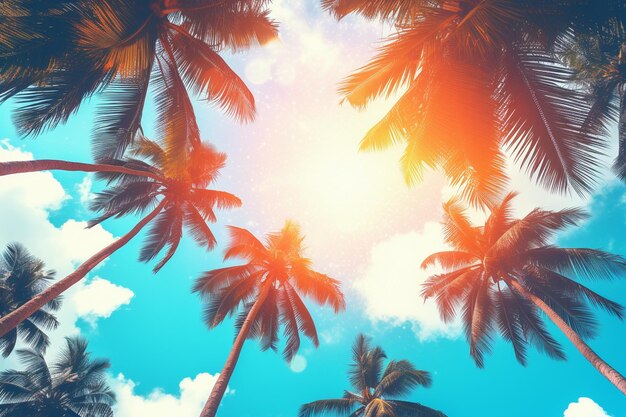 Photo palm tree shadows summer background