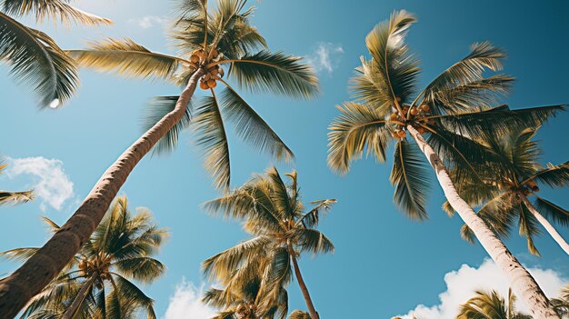 Photo palm tree summer sky green leaves