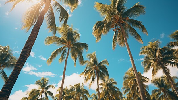 Palm tree Summer Sky Green leaves