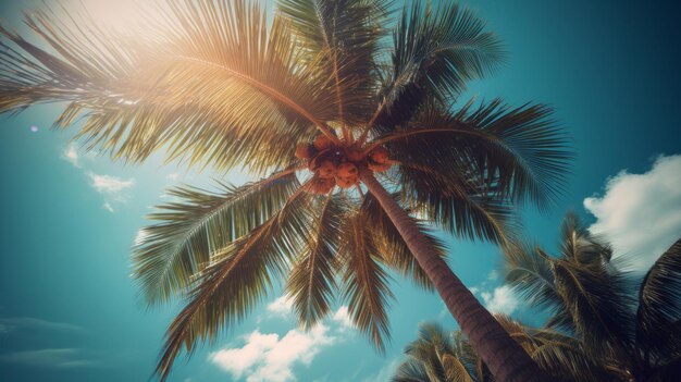 Palm tree sunny background Illustration AI GenerativexA