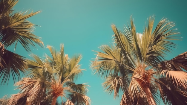 Palm tree sunny background Illustration AI GenerativexA