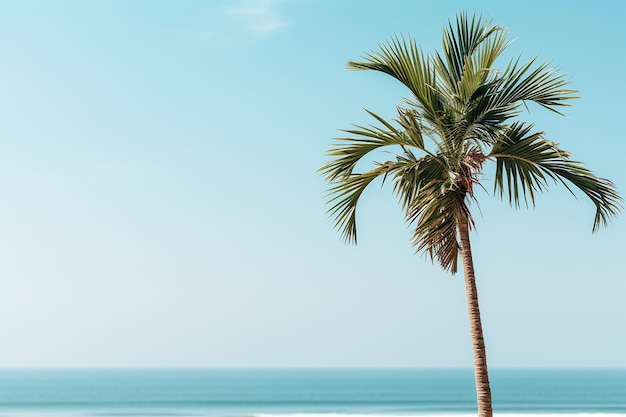 palm tree swaying in a light ocean breeze Ai generated