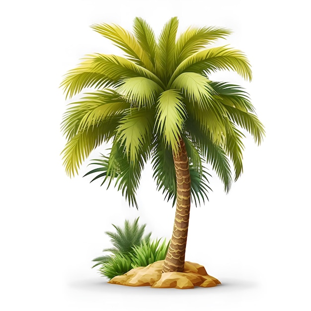 A palm tree on a white background