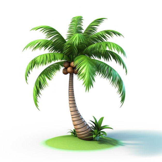 Palm tree on white isolated background