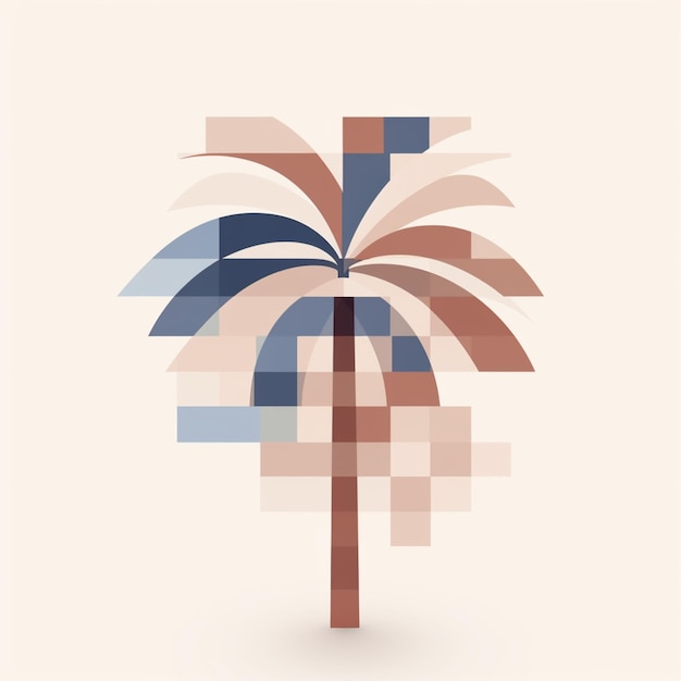 Photo a palm tree with a blue and brown background