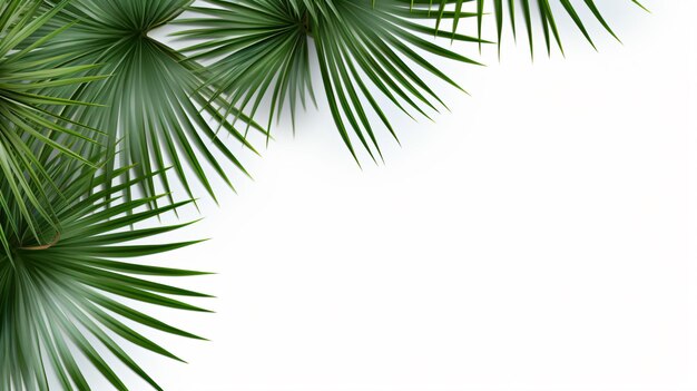 a palm tree with green leaves on a white background