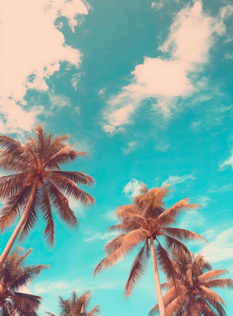 Palm trees against a blue sky