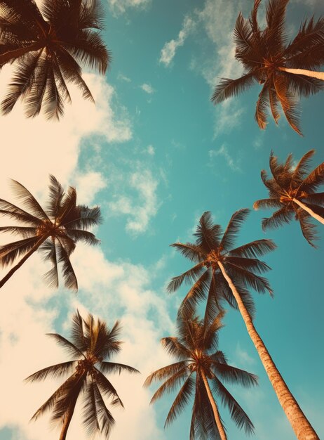 Palm trees against a blue sky