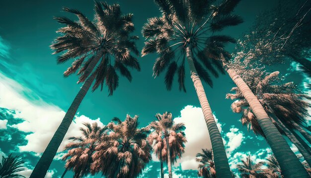 Palm trees against a blue sky