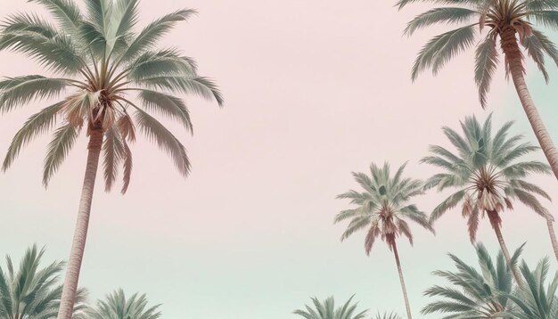 Photo palm trees against a pink sky with a pink background