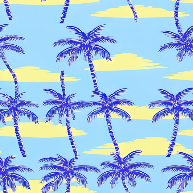 Photo palm trees are shown in a blue and yellow pattern