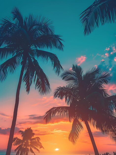 Palm Trees as Silhouette Shadow Cast Against a Sunset Sky Tr Creative Photo Of Elegant Background