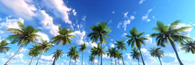 Palm trees on a background of blue sky