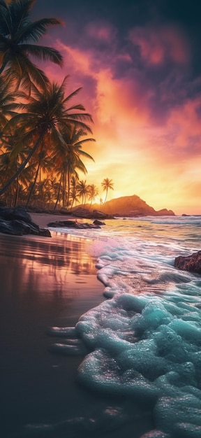 Palm trees on the beach wallpaper