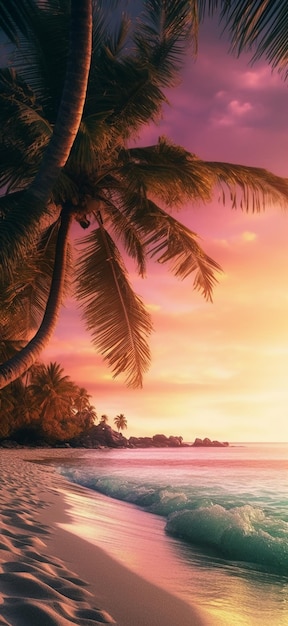 Palm trees on the beach wallpaper